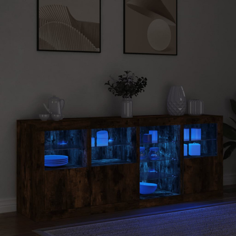 Szafka z oświetleniem LED, przydymiony dąb, 164x37x67 cm
