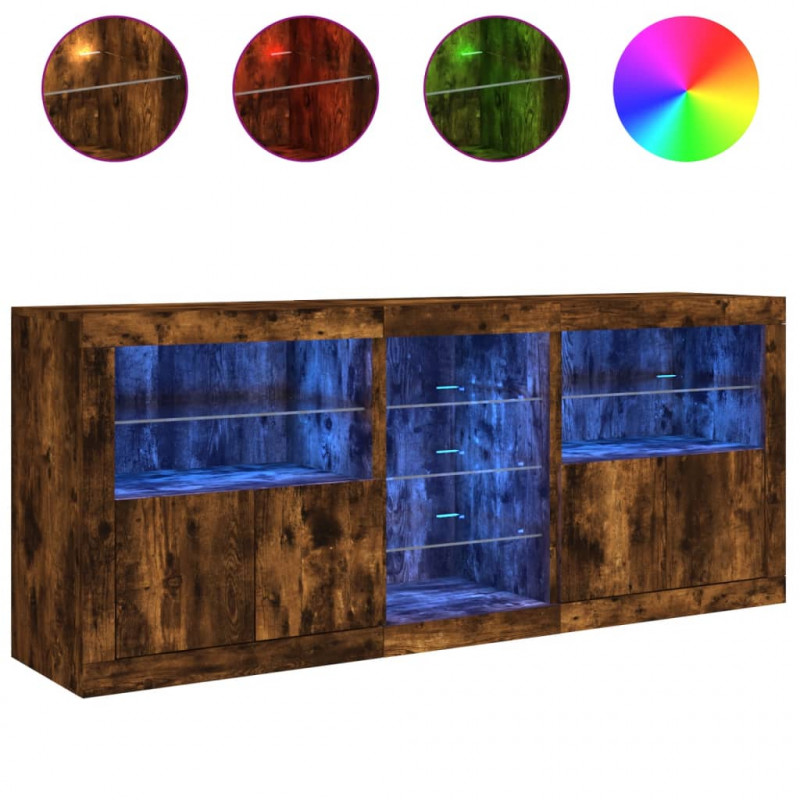 Szafka z oświetleniem LED, przydymiony dąb, 162x37x67 cm