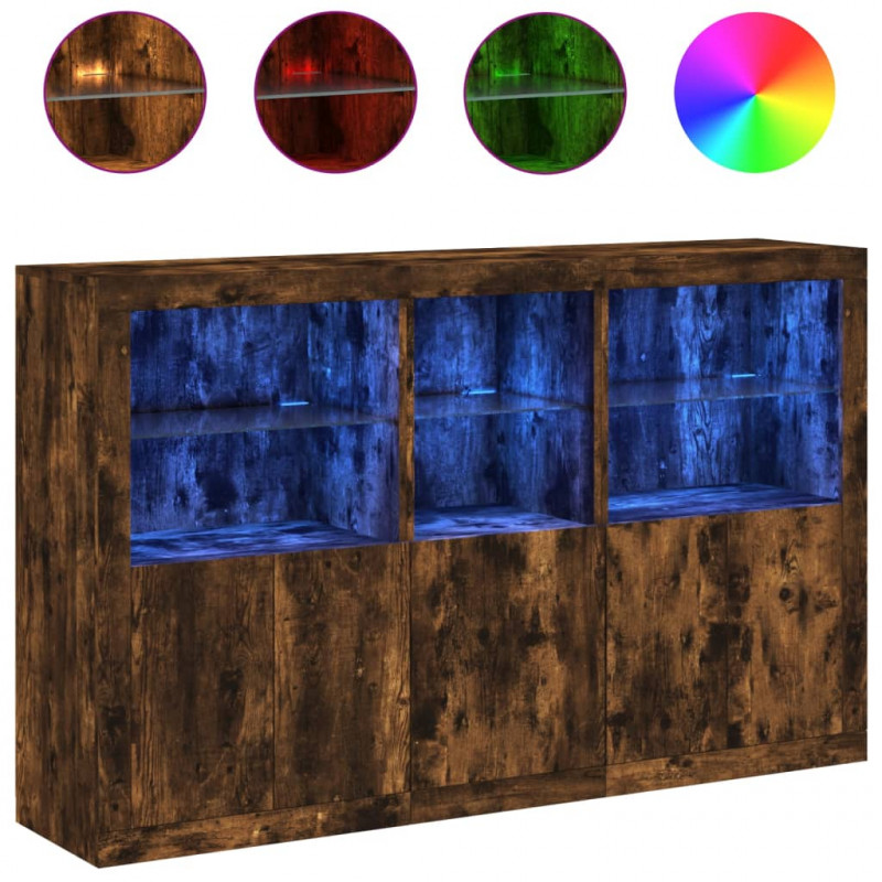Szafka z oświetleniem LED, przydymiony dąb, 162x37x100 cm