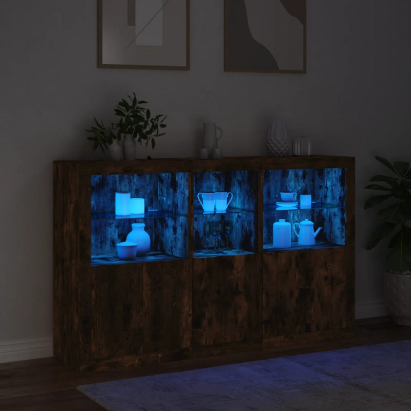 Szafka z oświetleniem LED, przydymiony dąb, 162x37x100 cm