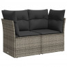 Sofa ogrodowa z poduszkami, 2-osobowa, szara, polirattan