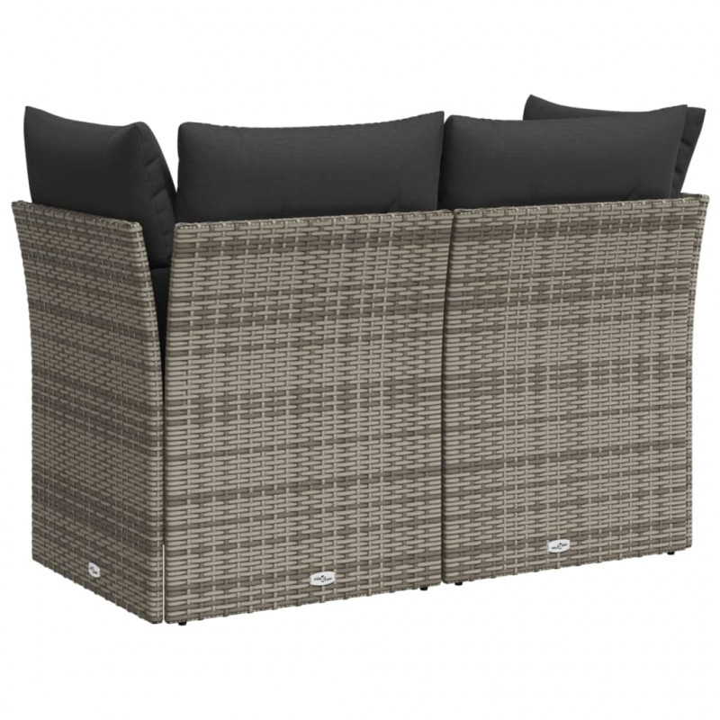 Sofa ogrodowa z poduszkami, 2-osobowa, szara, polirattan