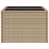Stół ogrodowy ze szklanym blatem, beżowy 55x55x37 cm, rattan PE