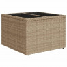 Stół ogrodowy ze szklanym blatem, beżowy 55x55x37 cm, rattan PE
