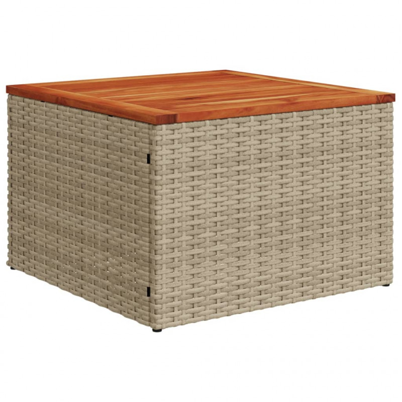 Stół ogrodowy, beżowy 55x55x37 cm, rattan PE i drewno akacjowe