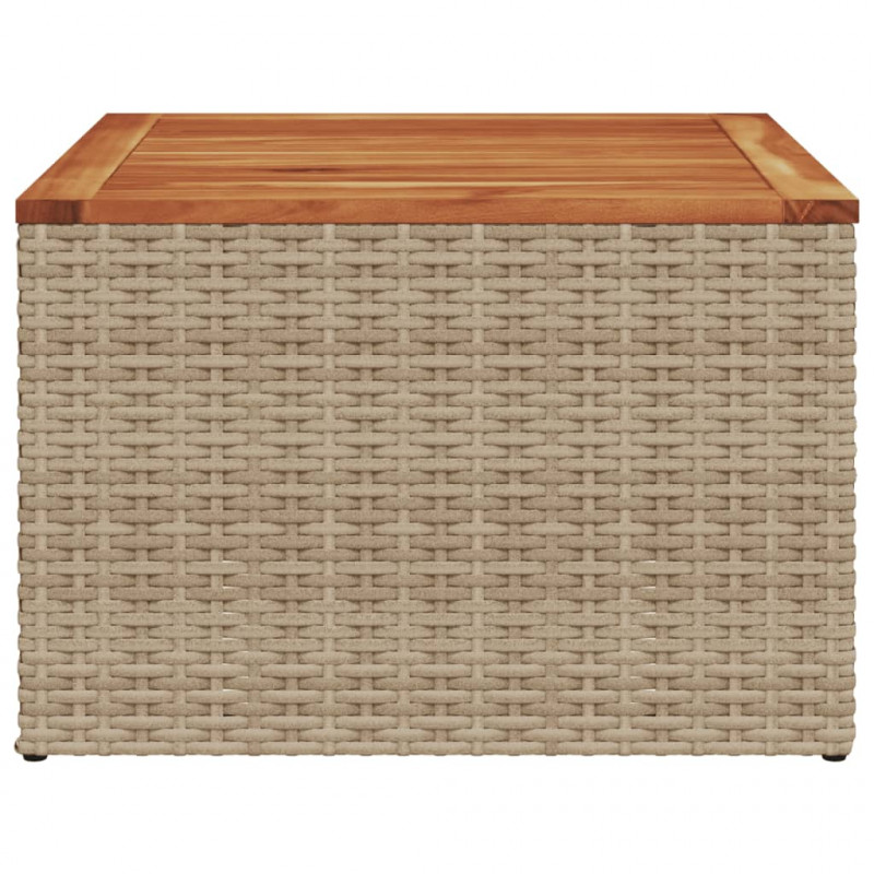 Stół ogrodowy, beżowy 55x55x37 cm, rattan PE i drewno akacjowe