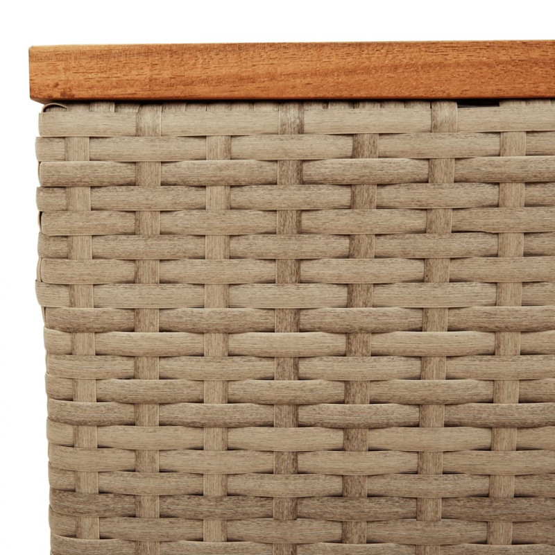 Stół ogrodowy, beżowy 55x55x37 cm, rattan PE i drewno akacjowe