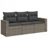 3-częściowa sofa do ogrodu, z poduszkami, szara, polirattanowa