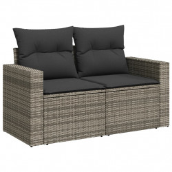 Sofa ogrodowa z poduszkami, 2-osobowa, szara, polirattan