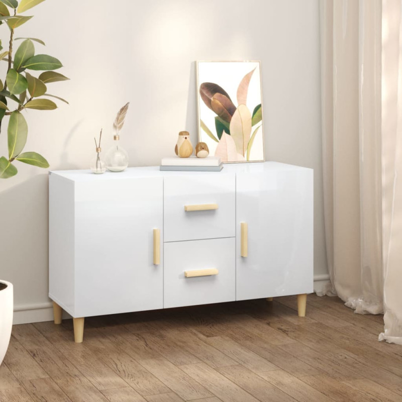 Komoda, biała z połyskiem, 100x36x60 cm materiał drewnopochodny