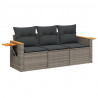3-częściowa sofa do ogrodu, z poduszkami, szara, polirattanowa