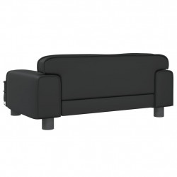 Sofa dla dzieci, czarna, 70x45x30 cm, sztuczna skóra