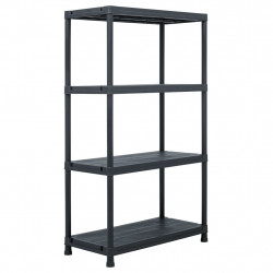 Regał magazynowy, czarny, 200 kg, 80x40x138 cm, plastikowy