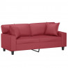 2-os. sofa z poduszkami, winna czerwień, 140 cm, sztuczna skóra