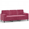 3-osobowa sofa z poduszkami, winna czerwień, 180 cm, aksamit