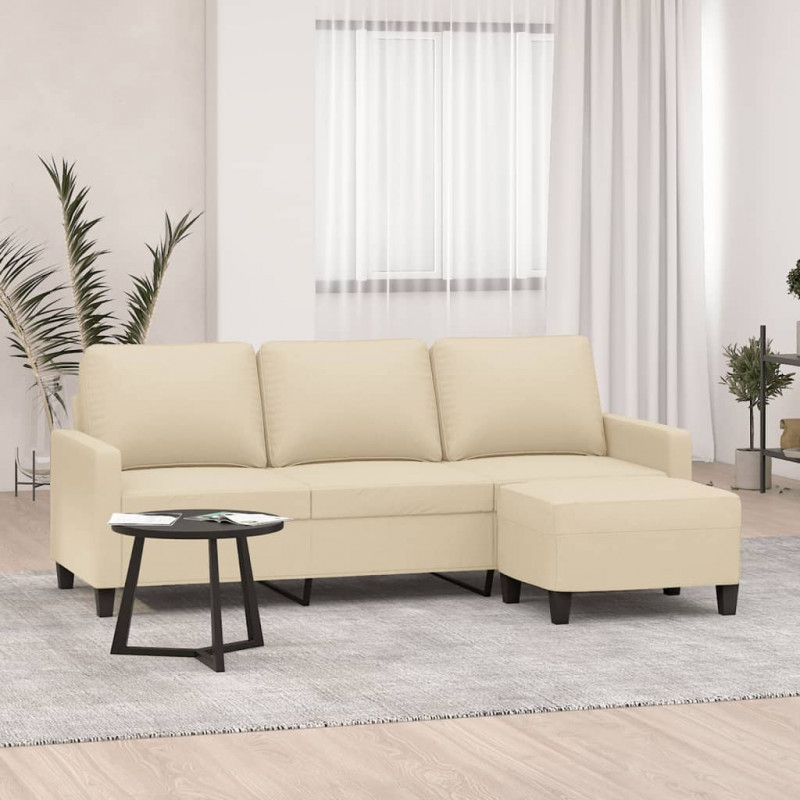 Sofa 3-osobowa, kremowa, 180 cm, tapicerowana tkaniną