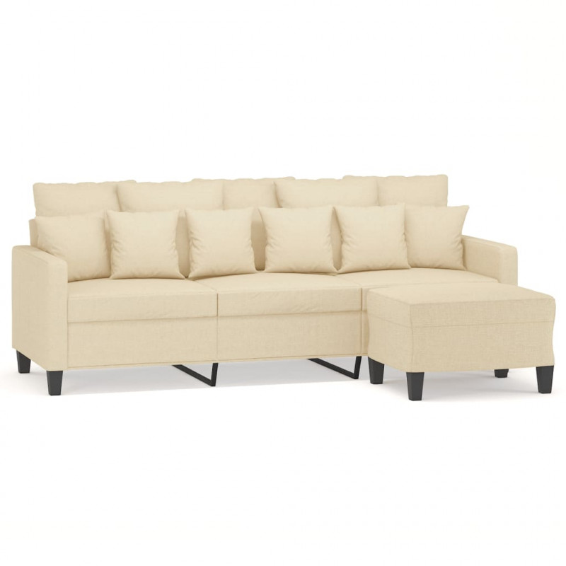Sofa 3-osobowa, kremowa, 180 cm, tapicerowana tkaniną