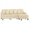 Sofa 3-osobowa, kremowa, 180 cm, tapicerowana tkaniną