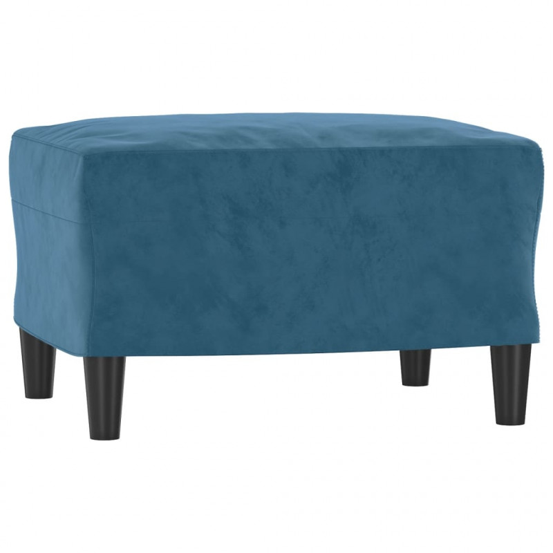 3-osobowa sofa z podnóżkiem, niebieska, 180 cm, aksamit
