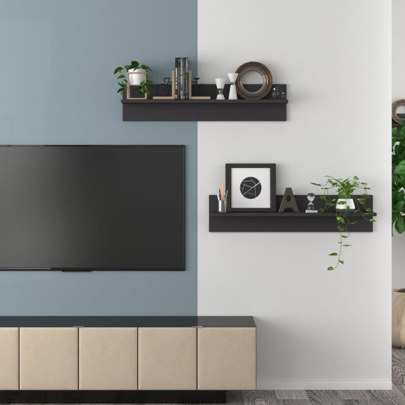 Półki ścienne, 2 szt., szare, 80x11,5x18 cm