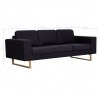 3-osobowa sofa tapicerowana tkaniną, czarna