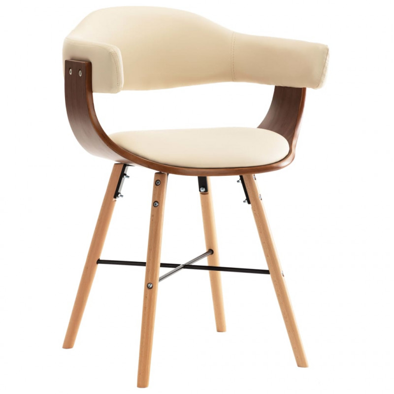 Krzesła jadalniane, 4 szt., kremowe, ekoskóra i gięte drewno