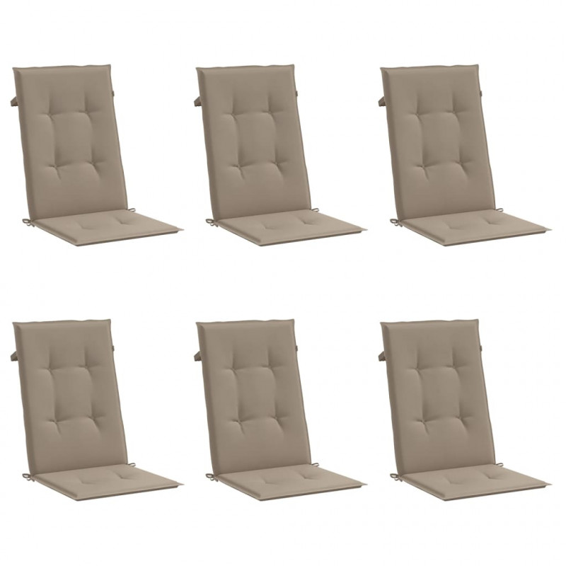 Poduszki na krzesła ogrodowe, 6 szt., taupe, 120x50x3 cm