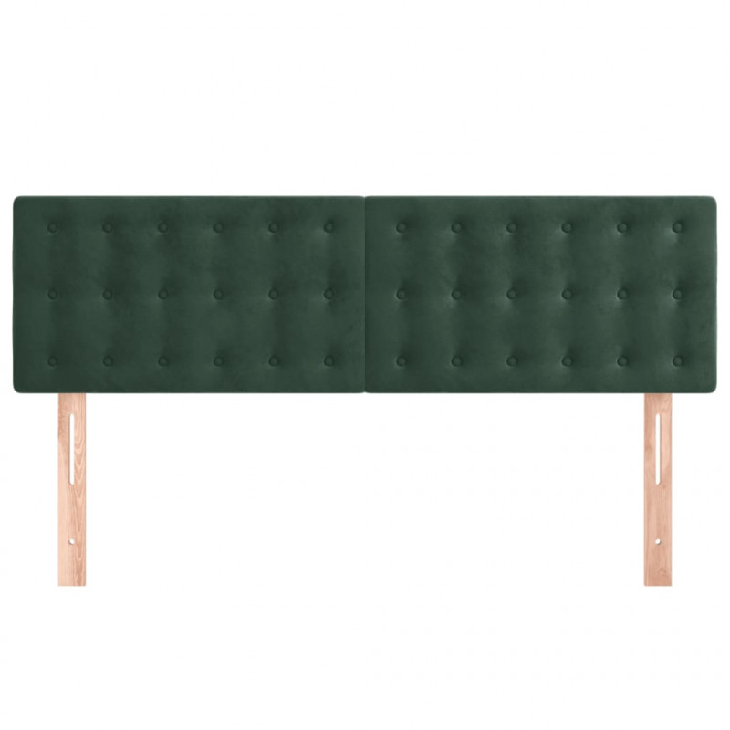 Zagłówki do łóżka, 2 szt, ciemnozielone, 72x5x78/88 cm, aksamit
