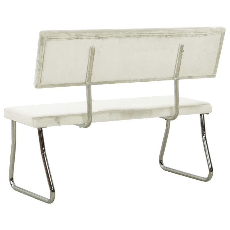 Ławka, 110 cm, kremowa, tapicerowana aksamitem