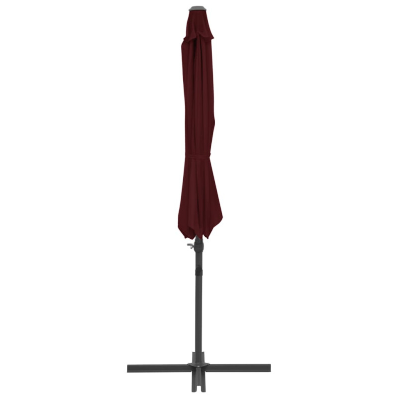 Parasol wiszący na stalowym słupku, bordowy, 300 cm