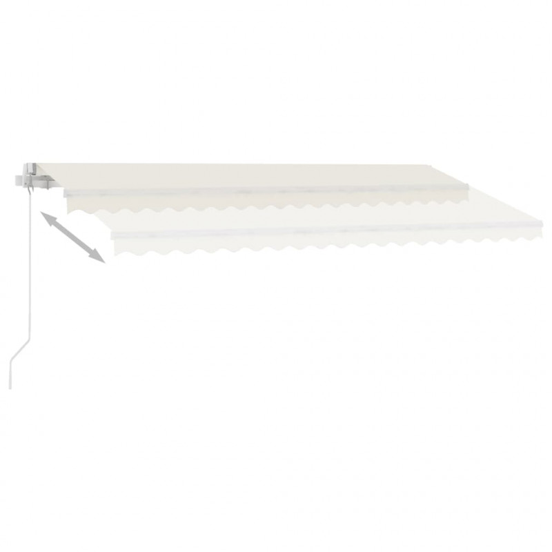 Ręcznie zwijana markiza z LED, 400 x 300 cm, kremowa