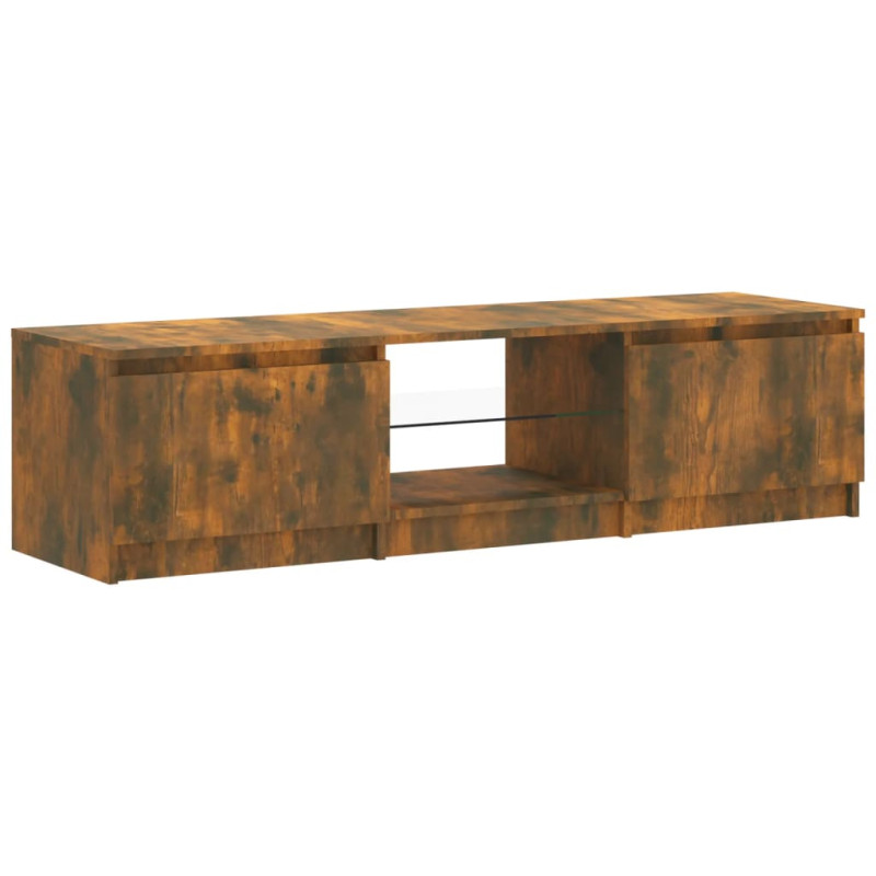 Szafka pod TV, z LED, przydymiony dąb, 140 x 40 x 35,5 cm