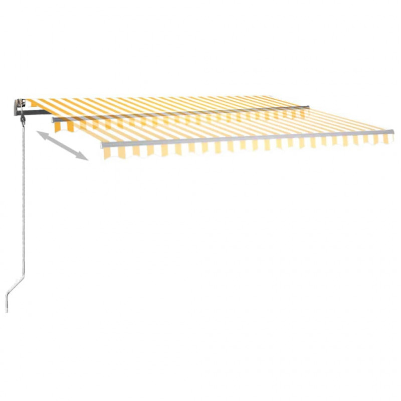 Ręcznie zwijana markiza z LED, 400 x 300 cm, żółto-biała