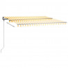 Ręcznie zwijana markiza z LED, 400 x 300 cm, żółto-biała