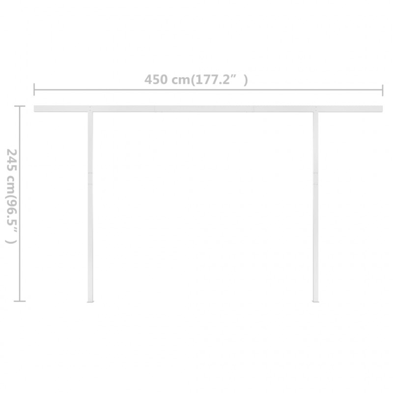 Ręcznie zwijana markiza ze słupkami, 4x3 m, kremowa