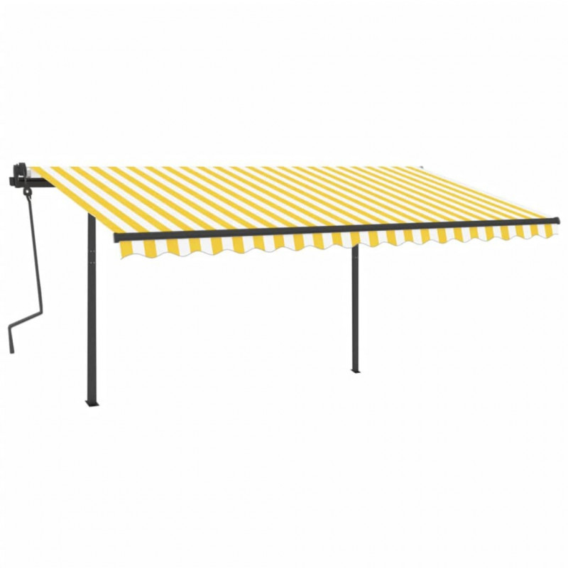 Automatycznie zwijana markiza ze słupkami, 4x3 m, żółto-biała