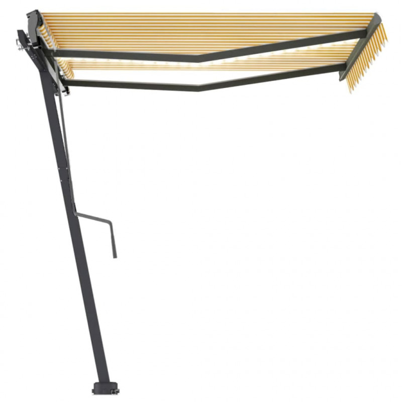 Ręcznie zwijana markiza z LED, 300 x 250 cm, żółto-biała