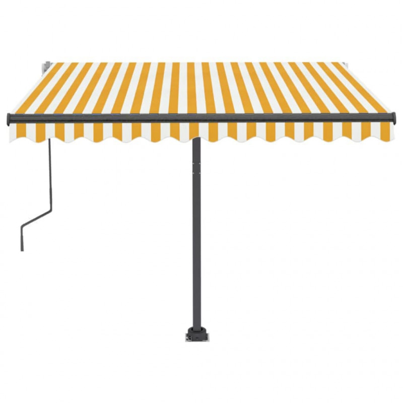 Ręcznie zwijana markiza z LED, 300 x 250 cm, żółto-biała