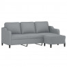 3-osobowa sofa z podnóżkiem, jasnoszara, 180 cm, tkaniną