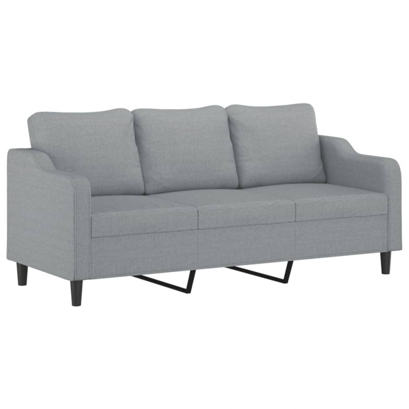 3-osobowa sofa z podnóżkiem, jasnoszara, 180 cm, tkaniną