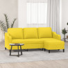 3-osobowa sofa z podnóżkiem, jasnożółty, 180 cm, tkaniną