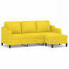 3-osobowa sofa z podnóżkiem, jasnożółty, 180 cm, tkaniną