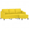 3-osobowa sofa z podnóżkiem, jasnożółty, 180 cm, tkaniną