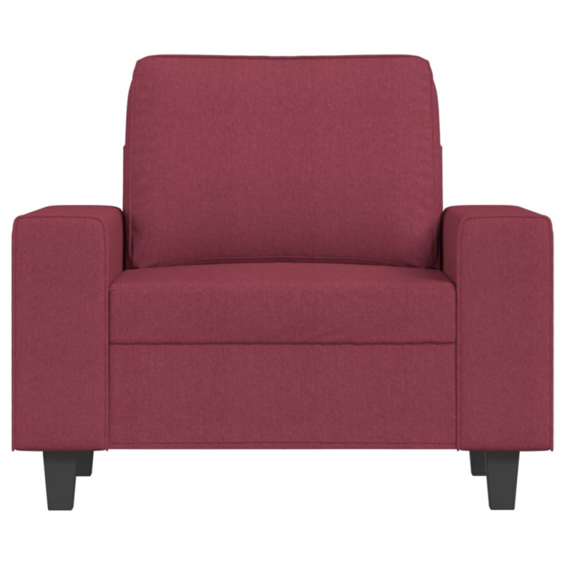 Fotel z podnóżkiem, winna czerwień, 60 cm, obity tkaniną