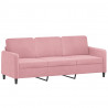 3-osobowa sofa z podnóżkiem, różowa, 180 cm, aksamitem