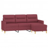 3-osobowa sofa z podnóżkiem winna czerwień 180 cm, tkaniną