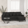 3-osobowa sofa z podnóżkiem, czarna, 180 cm, tkaniną
