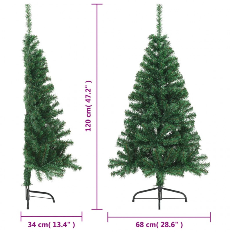 Sztuczna choinka ze stojakiem, połówka, zielona, 120 cm, PVC