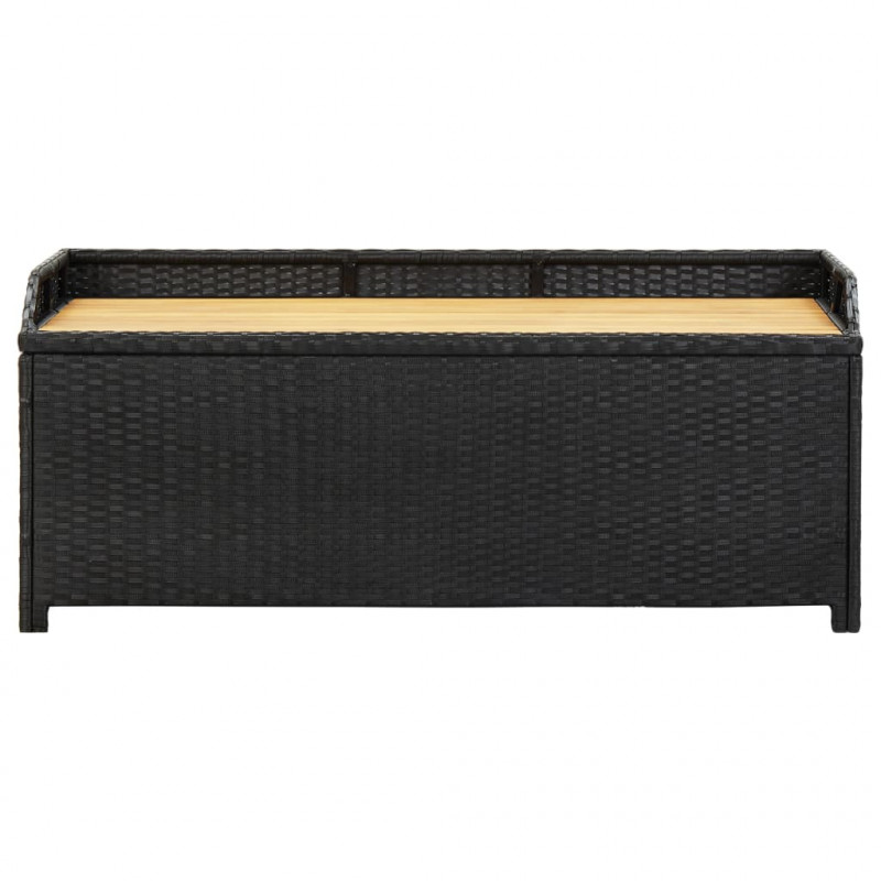 Ławka ogrodowa ze schowkiem, 120 cm, polirattan, czarna