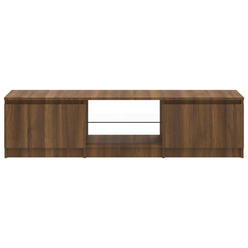 Szafka pod TV, z LED, brązowy dąb, 140 x 40 x 35,5 cm
